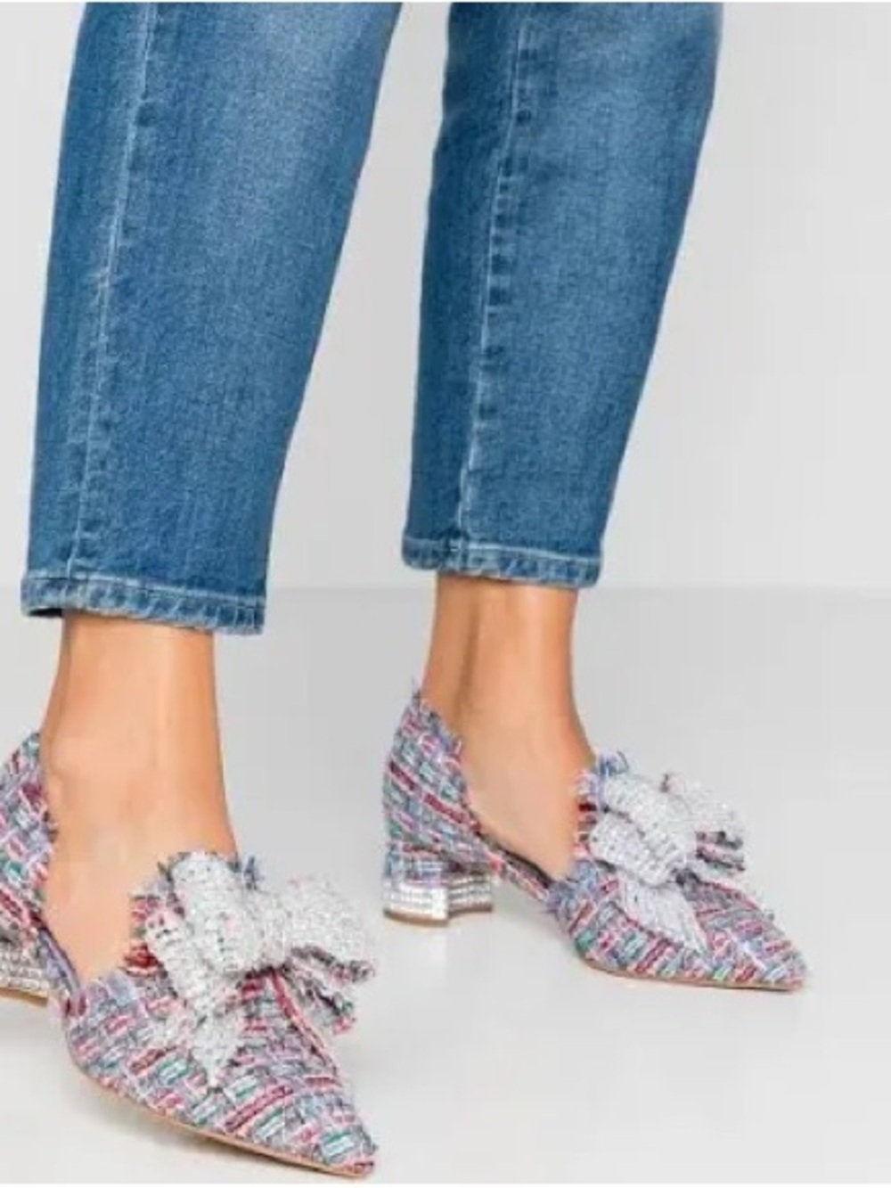 Jeffrey Campbell - Blue Multi Tweed Silver Pumps Shoes Size 7